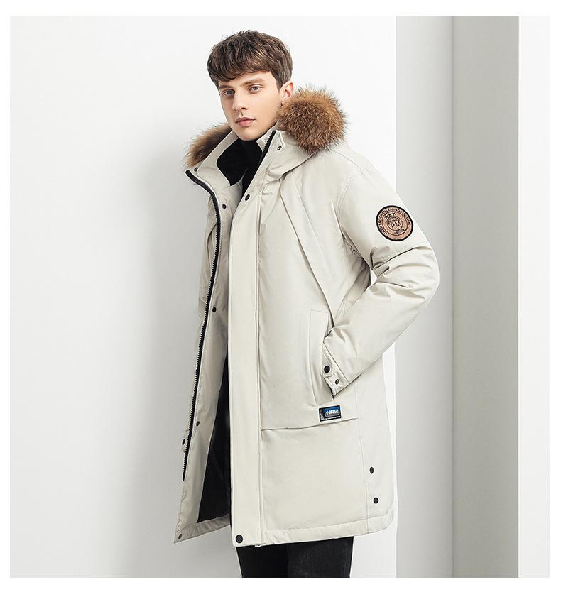Новый мужской повседневный деловой пуховик со съемным большим меховым воротником, мужская толстая термокуртка