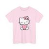 Милая Футболка Hello Kitty с Сердечком Унисекс 100% Хлопок Мужские Футболки Топ Тяжелый Хлопок Каваи Мультяшный Подарок