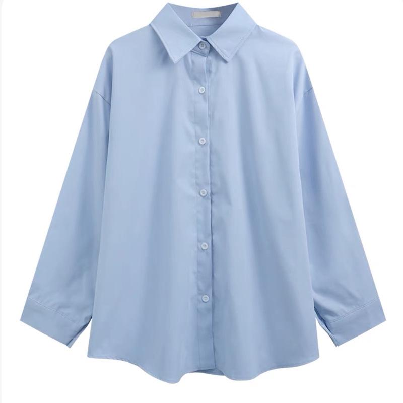 Женская рубашка с длинным рукавом, воротником поло и защитой от солнца - Свободный топ в стиле бойфренда для многослойности на весну, лето и осень