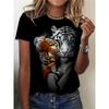 Summer Animal Pattern Printing 3d Printing T-shirt Women's Street Fashion Casual Short-sleeved O-neck Daily Top