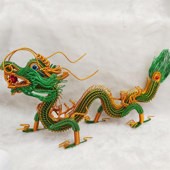 Миниатюрный зодиакальный дракон, ремесленный орнамент, красочная алюминиевая проволока, плетение, фигурка китайского дракона, креативная модель животного, украшение для автомобиля, домашнего офиса