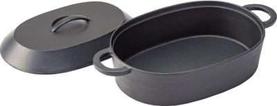 Iwachu Japan Brand Pro Arte Oval Pot Black Baked IH Compatible Nambu Ironware 60002