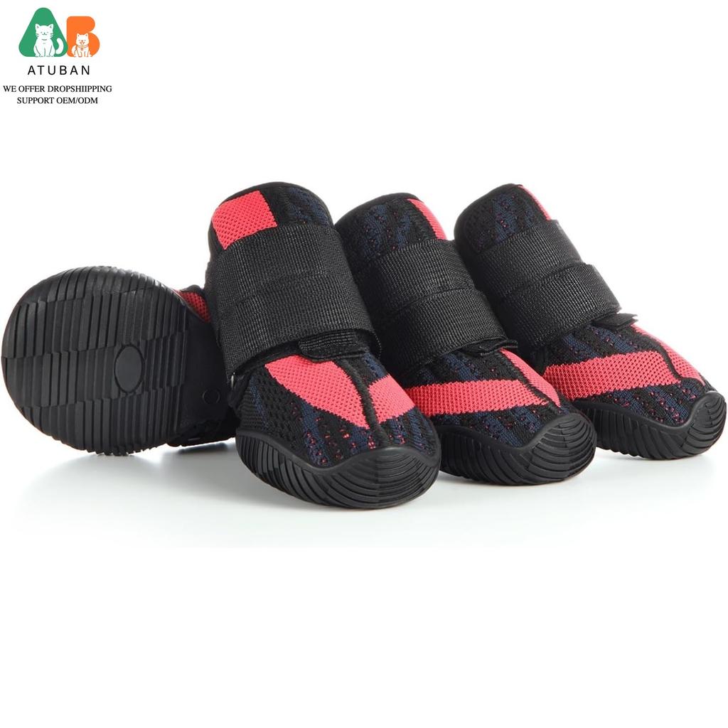 ATUBAN Dog Shoes for Dogs,Hot Pavement Summer Puppy Dog Boots & Paw Protectors with Soft Anti-Slip Rubber Sole, Walking Running