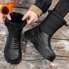 Men's WInter Warm Snow Boots Outdoor Waterproof Anti-Slip Ankle Booties With Faux Fur Lined Comfortable Mid-Calf Hiking Walking Boot Shoes for Men