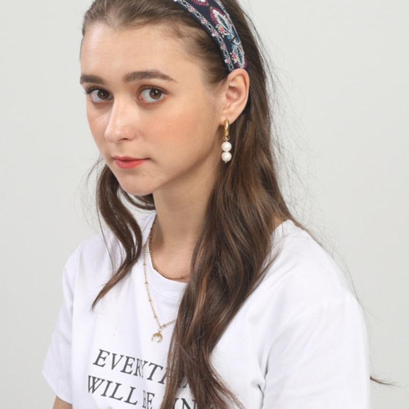 LALA Импортная кружевная этническая повязка для волос - ТЕМНО-СИНИЙ#