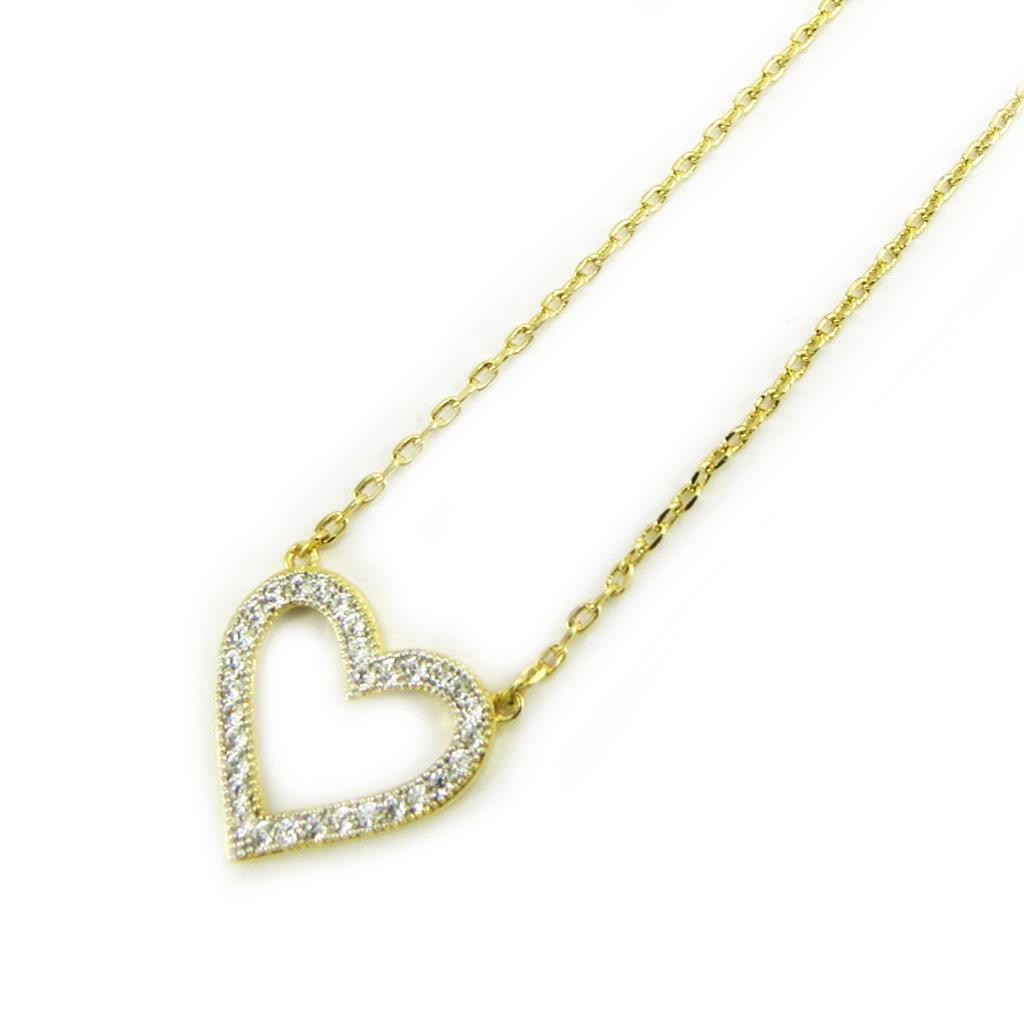 Les Trésors De Lily [L5655] - Позолоченное колье «Любовь» белое золото - 16x15 мм