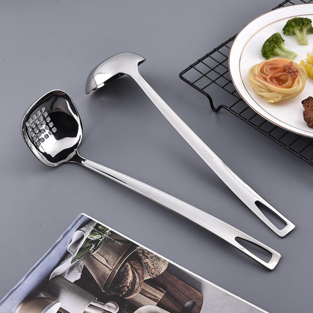 Anti Scalding Hot Pot Spoon Silver Soup Spoons Kitchen Cooking Tools Stainless Steel Spoon  Kitchen