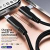 60 Вт 3A USB-C на Type-C кабель для быстрой зарядки в оплетке, изогнутый под прямым углом 90 градусов для iPhone 15 Plus Pro Max Android для iPad