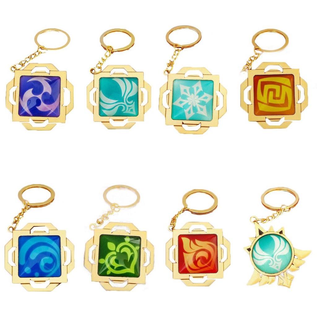Брелок Genshin Impact Семь Элементов с Дизайном Гео Анемо Электро Дендро Гидро Пиро Крио