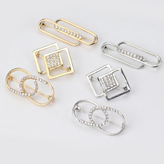 Brooch Pin Sparkling Geometric Shape Rustproof Corrosion Resistant Stunning Visual Effect Alloy Shiny Waist Pin Brooch Clothing Decoration for Women