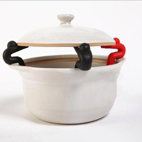 Pot Lid Holder Human-Shaped Pot Lid Lifter Holder Reusable Silicone Cooking Lid Holder for Home Kitchen