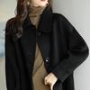 Women Winter Overcoat Turn-down Collar Pockets Pure Color Single-breasted Cardigan Loose Fit Coat Thermal Long Sleeves Commuting Dating Winter Coat