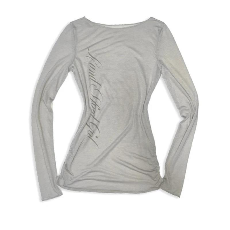 2KWEIRD Готический Харадзюку Винтажный Панк Эмо Девушки Футболка с Длинным Рукавом Сексуальный Приталенный Шикарный Принт Кроп-Топы Гранж Y2K Эстетика Женская Уличная Одежда