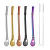 2pcs Yerba Mate Bombilla Stainless Steel Straw Loose Leaf Tea Infuser Dringking Spoons Filter Stirring Straws W Cleaning Brush