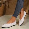 Модная женская обувь 2024 года, трикотажные женские туфли на плоской подошве больших размеров, элегантные повседневные туфли на плоской подошве для женщин, с острым носком, без застежек, на мягкой подошве, для отдыха на природе