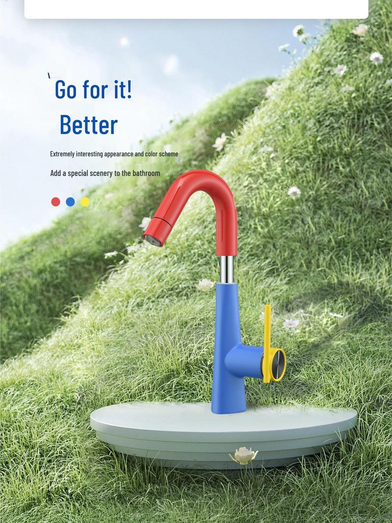 Ванная раковина в немецком стиле с дофаминовым смесителем: Цельномедный, Горячий/Холодный, Вращающийся Выдвижной Настольный Умывальник.