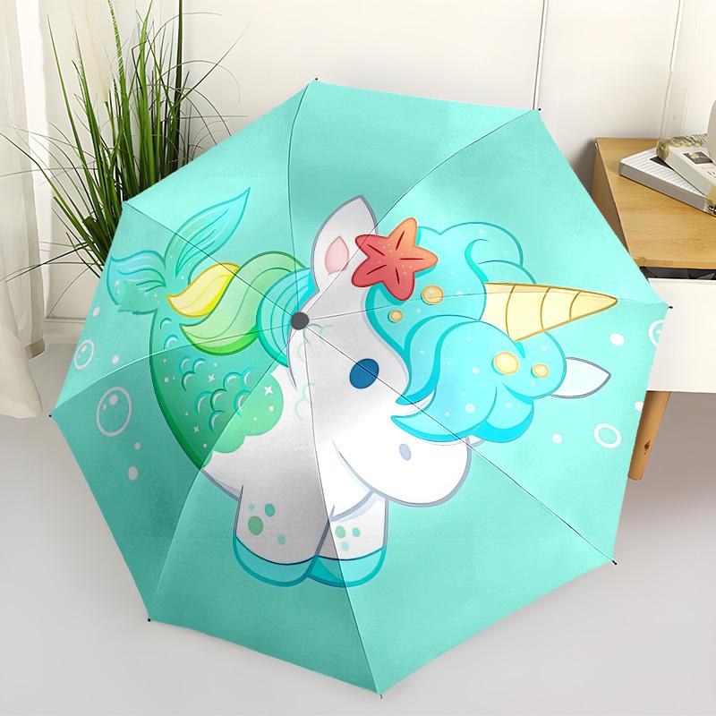 1pc Mermaid Unicorn Automatic Open/Close Umbrella, Folding Compact Umbrella with Lightweight Design for Women/Men yy251011050