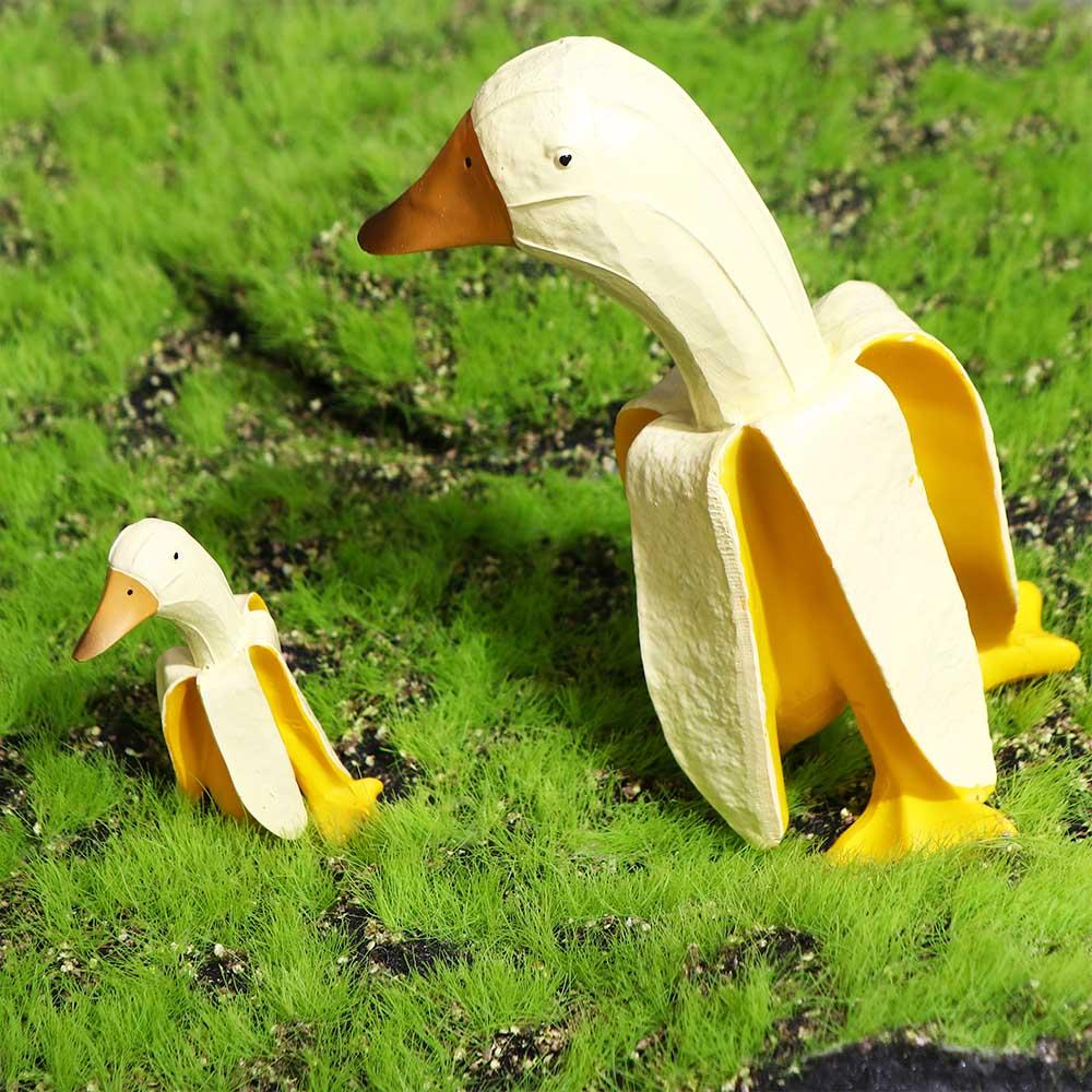 Resin Lawn Office Patio Home Garden Weird Gifts Banana Duck Ornament Duck Sculpture Duck Statues