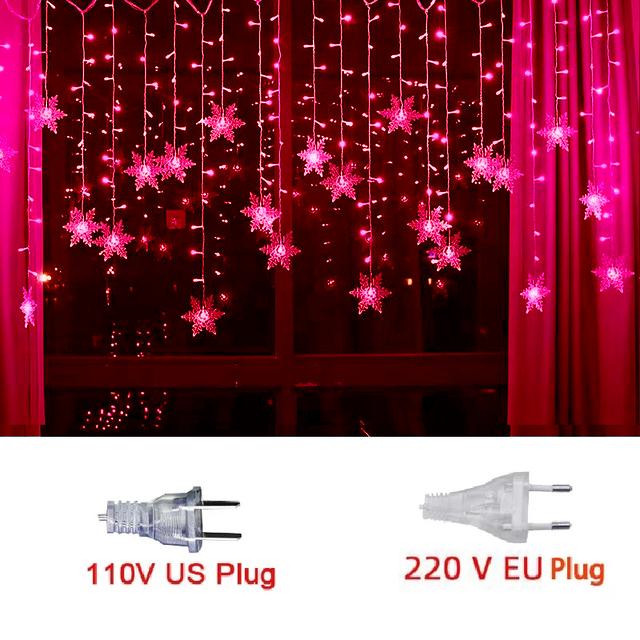Christmas Snowflakes LED String Lights Flashing Fairy Curtain Lights Waterproof For Holiday Party Wedding Xmas Decoration