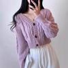 Short Twist Knitted Sweater Women's Coat Autumn New Design Sense Knitted Solid Color Long-sleeved Cardigan Women