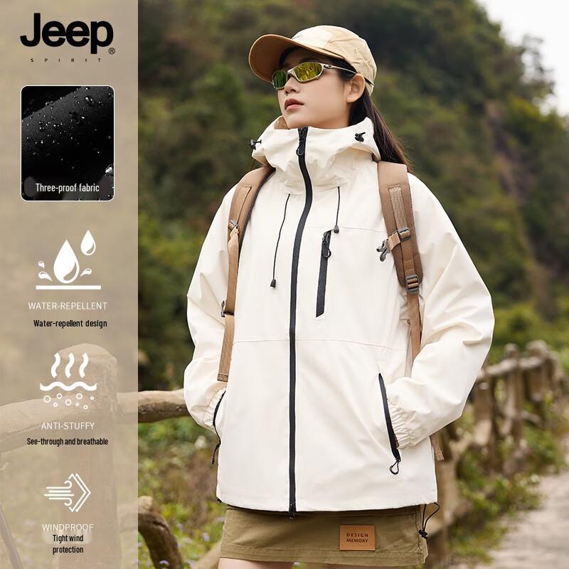 JEEP SPIRIT Unisex Outdoor Hooded Waterproof Jacket