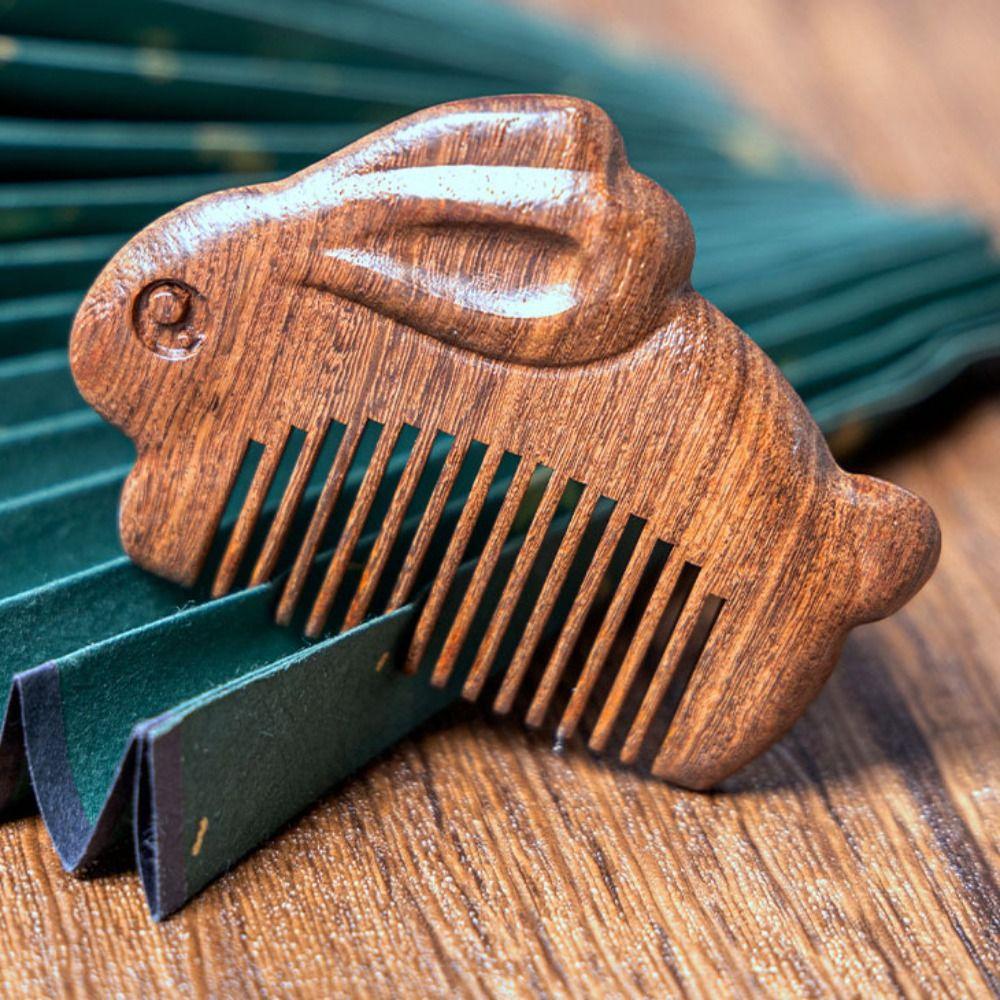 Scalp Sandalwood Comb Rabbit Wooden Comb Fashion Massage Wood Comb Gift