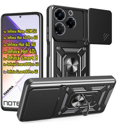 Чехол-слайдер для камеры для Infinix Note 40X 5G Чехол для Infinix Smart 8 Plus Hot 40i 40 Pro 4G Бронированный чехол с магнитной подставкой-кольцом