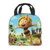 Maya The Bee With Flowers Cartoon Insulated Lunch Bags Food Bag Portable Thermal Cooler Lunch Boxes For Picnic