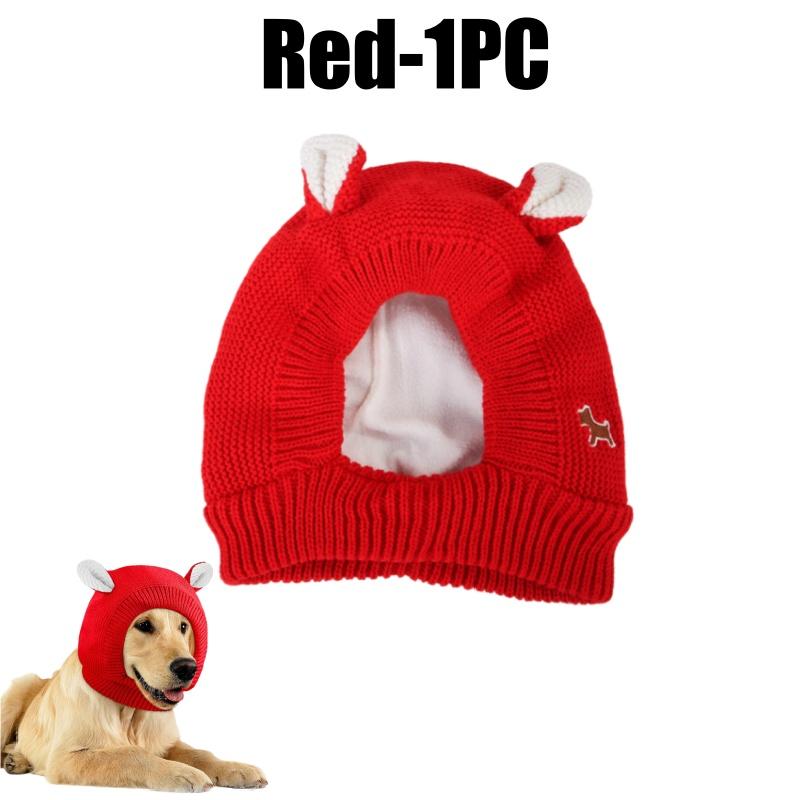 Dog Noise Protection Earmuffs Warm Knitted Winter Hat With Ear Covers Anxiety Relief For Medium Large Breed Canine