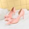 Slim Sweet Beauty Shoes Slim High Heel Shallow Mouth Pointed Side Hollow Bow Single Shoes
