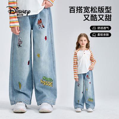 Джинсы Disney для девочек "Зверополис" прямого кроя с широкими штанинами