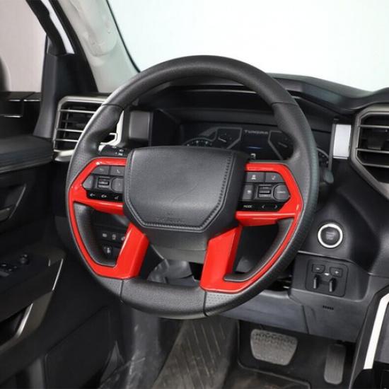Red ABS Steering Wheel Decor Frame Trim 2PCS For Toyota Tundra 2022-2024
