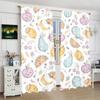 2PCS- Cartoon Fruit Print Curtain -100% Polyester Material, Suitable for Bedroom Curtains and Living Room Decoration