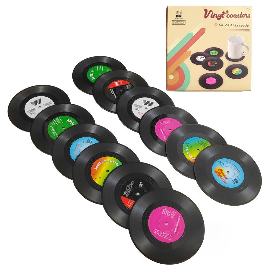 Набор из 6 креативных подставок под пластинки, ретро-теплоизоляционные салфетки, нескользящие коврики под чашки, практичные подставки под чашки, идеальные подарки для друзей