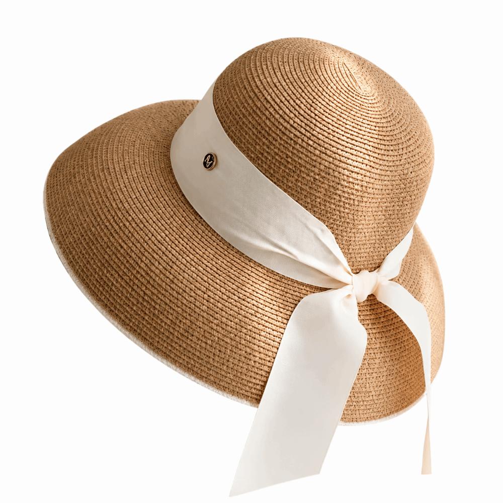 Silk Strap Wide Brim Hat Sun Protection Summer Sun Cap Elegant Beach Bucket Hat Women