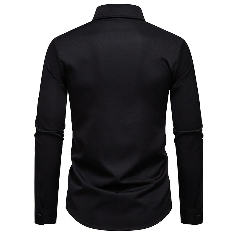 Весенняя мода изысканная цветочная вышивка мужская рубашка с длинным рукавом повседневная однотонная деловая офисная рубашка мужская рубашка для вечеринки в ночном клубе