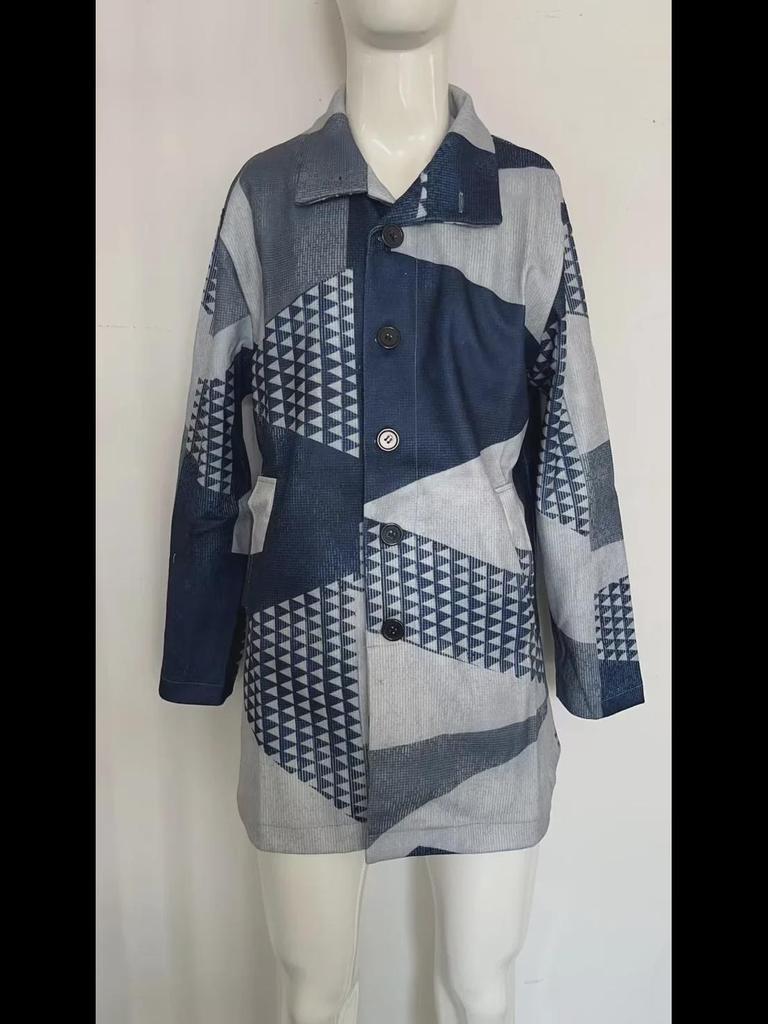 Мужское шерстяное пальто средней длины с воротником-стойкой в европейском и американском стиле — повседневный дизайн на осень и зиму с карманами.