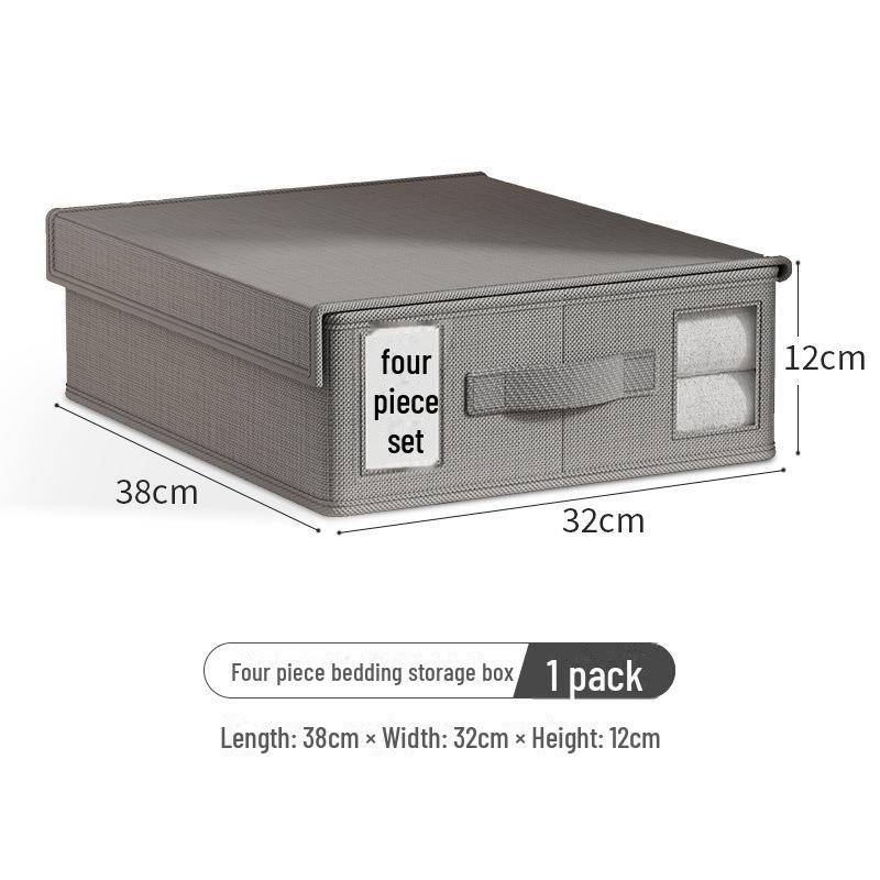 Oxford Cloth 4-Piece Storage Box Set with Windows for Bedding and Sheets