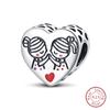 100% 925 Silver Sisters Best Friends Series Charms Pink Heart Rose Beads Fit Qikaola Bracelet DIY Birthday Jewelry Gift