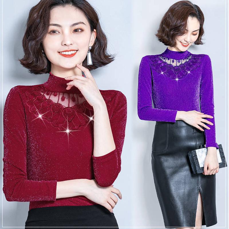 Женский пуловер с кружевным верхом