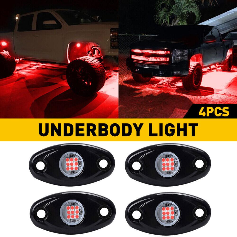 4 Pods Underglow RGB Rock Lights High Bright Водонепроницаемый IP67 Освещение колесных арок Лампа Подсветка днища Аксессуары