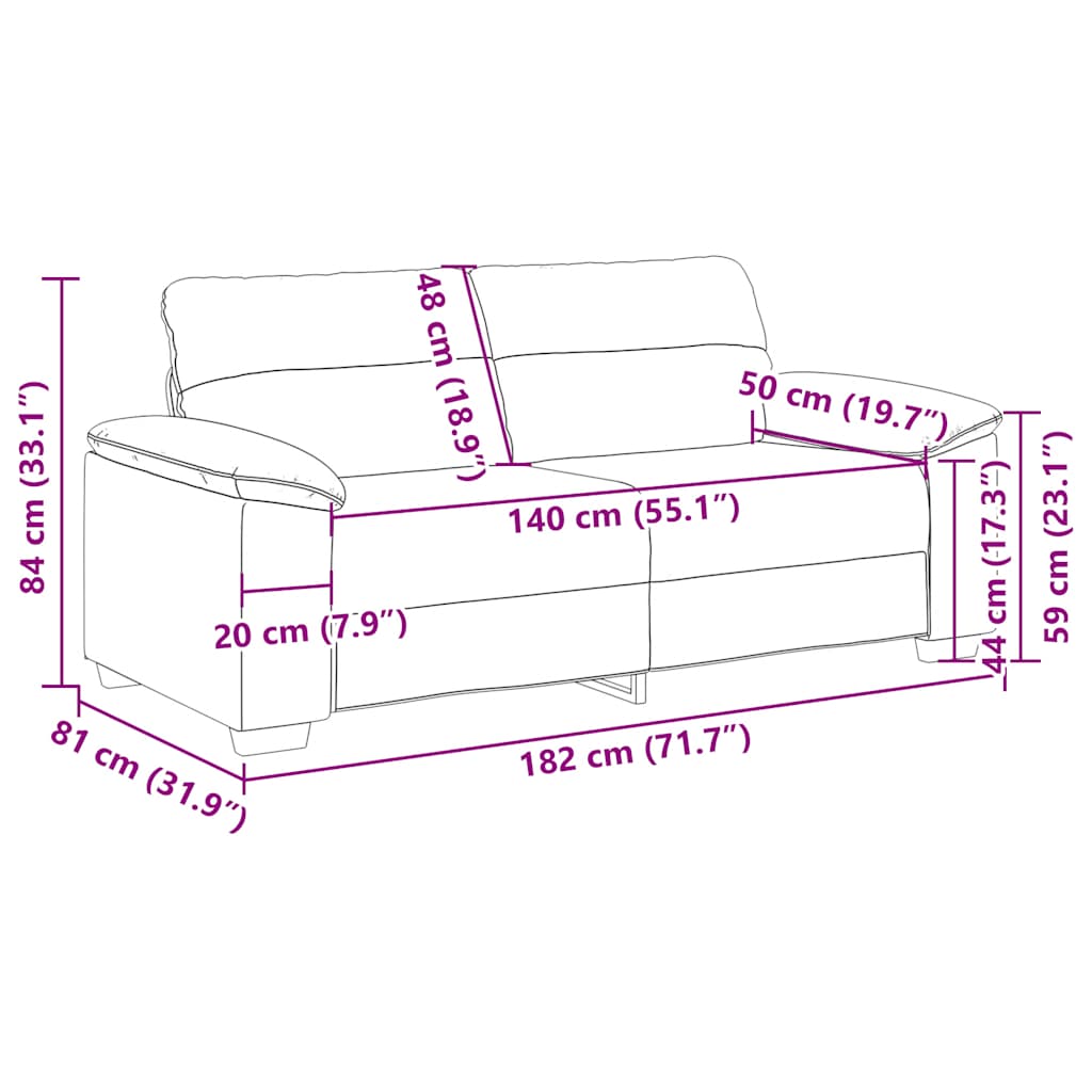 2 Seater Sofa Cream 180 x 81 x 84 cm Faux Leather