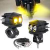 GlintEYE Motorcycle Fog LED Auxiliary 2 Colors 4 6D High Long Exterior Lights for and with Set of 2 Lights, Lights, 12V/24V, (White + Yellow), Modes,