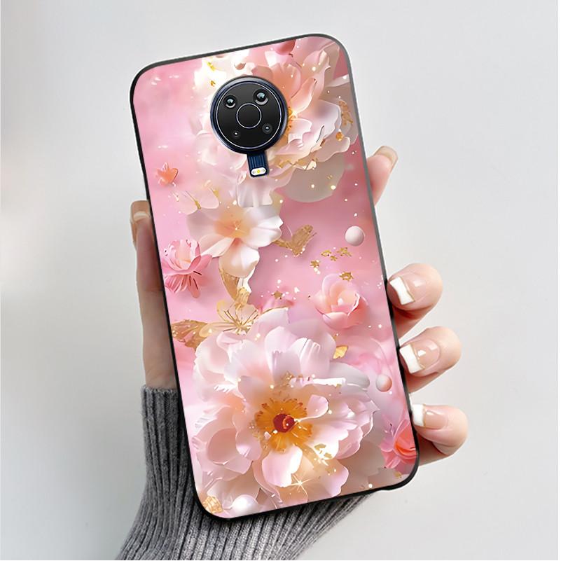 Printed Phone Case For Nokia G10 / Nokia G20 / Nokia 6.3 Fundas Soft Silicone Black Shell Cover Cute Flower Cartoon Casing Coque