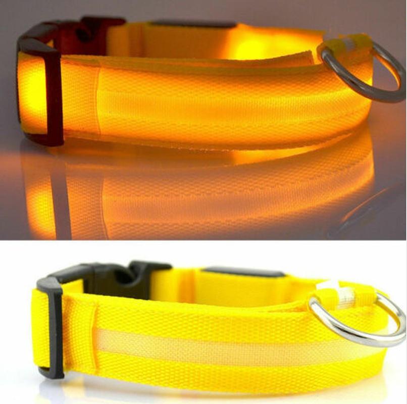 Светодиодный ошейник для собак, мигающий светящийся регулируемый защитный свет, нейлоновая бирка