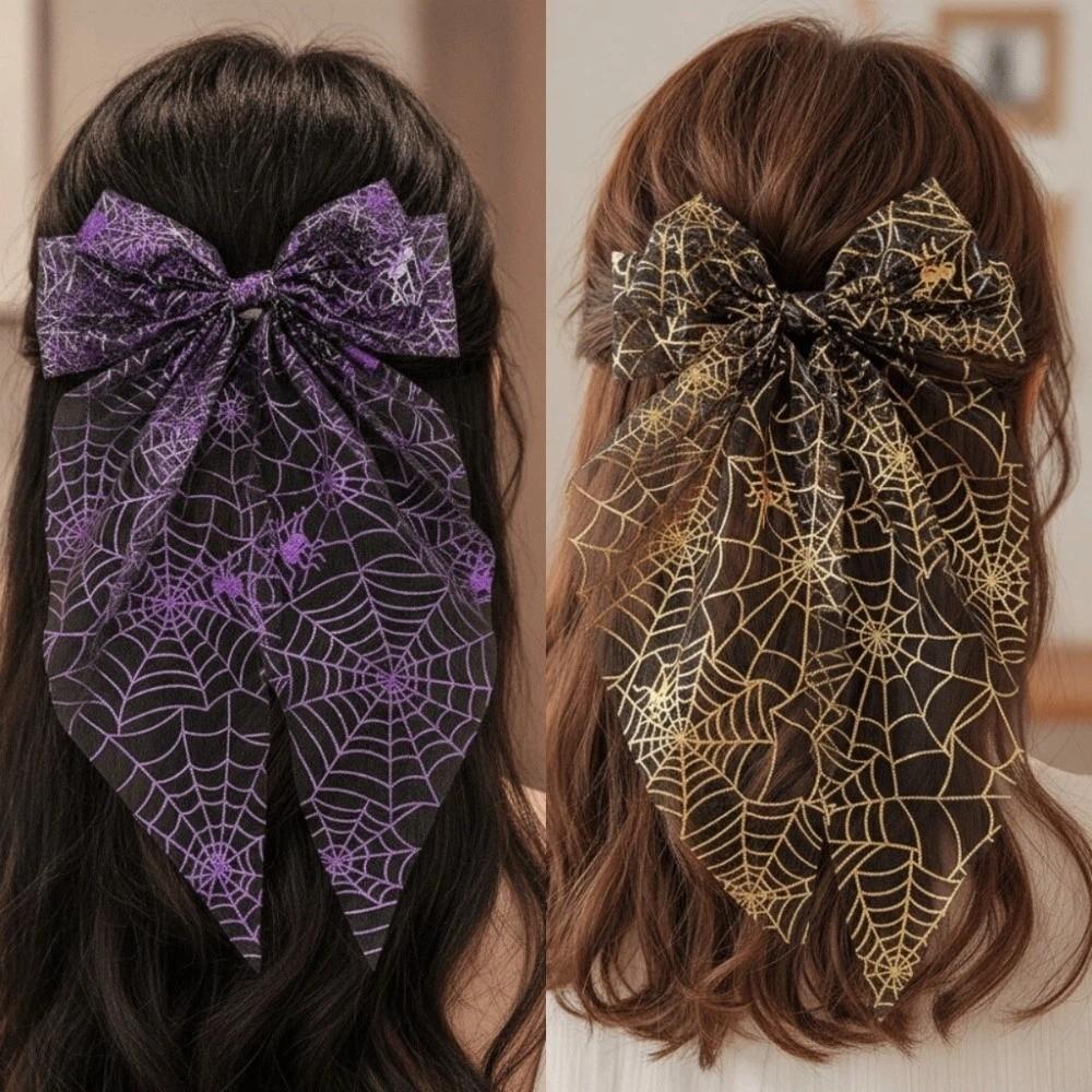 Bronzing Transparent Halloween Bow Hair Clip Halloween Hairpin Festival Daily Wear