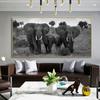 Черно-белые животные, плакат с принтом, настенная живопись на холсте, африканский дикий слон, семейная картина на стене, украшение для дома
