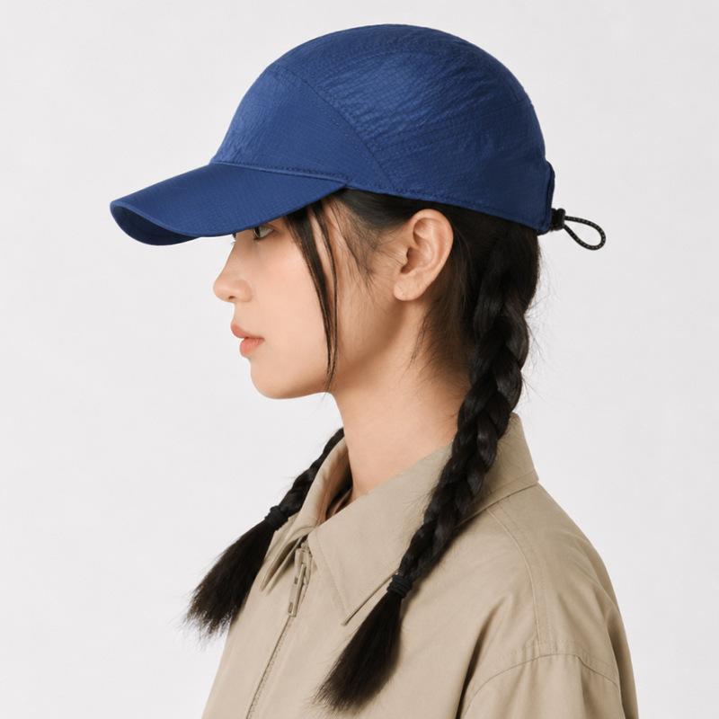 Soft-top baseball cap, unisex, suitable for outdoor wear in spring and summer, with a brim for sun protection, drawstring, lightweight, breathable,