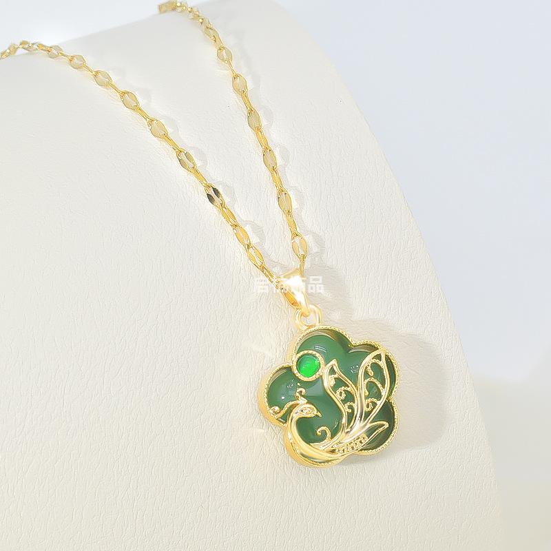 Ожерелье из нефрита Хэтянь с фениксом, женское, придворный этнический стиль, ретро, универсальный кулон с темпераментом, изысканные украшения