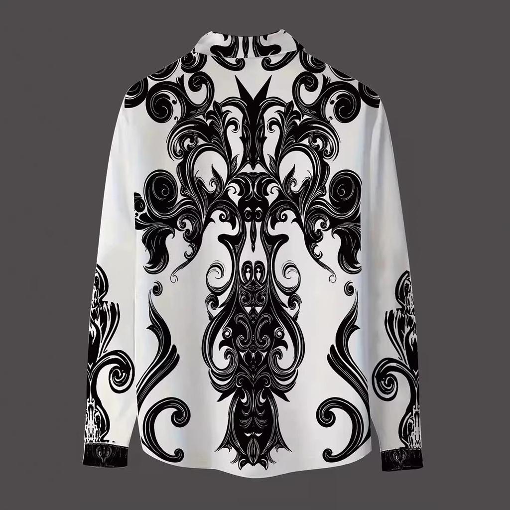 Новая мужская одежда Весенне-осенняя мода Рубашка с длинным рукавом Мужская деловая повседневная рубашка с принтом Топы 100% полиэстер